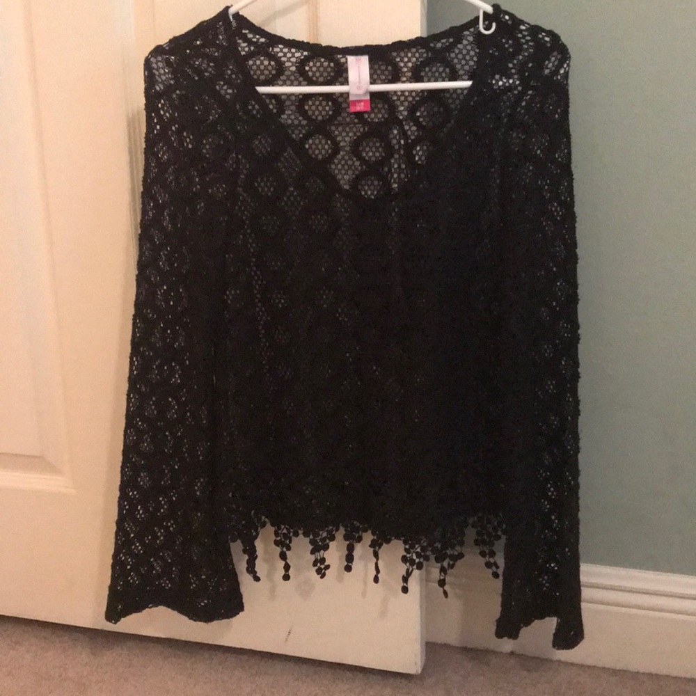 Black see through lace shirt